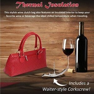 Primewear Coral Wine Clutch to go insulated Handbag with wine opener NWOT